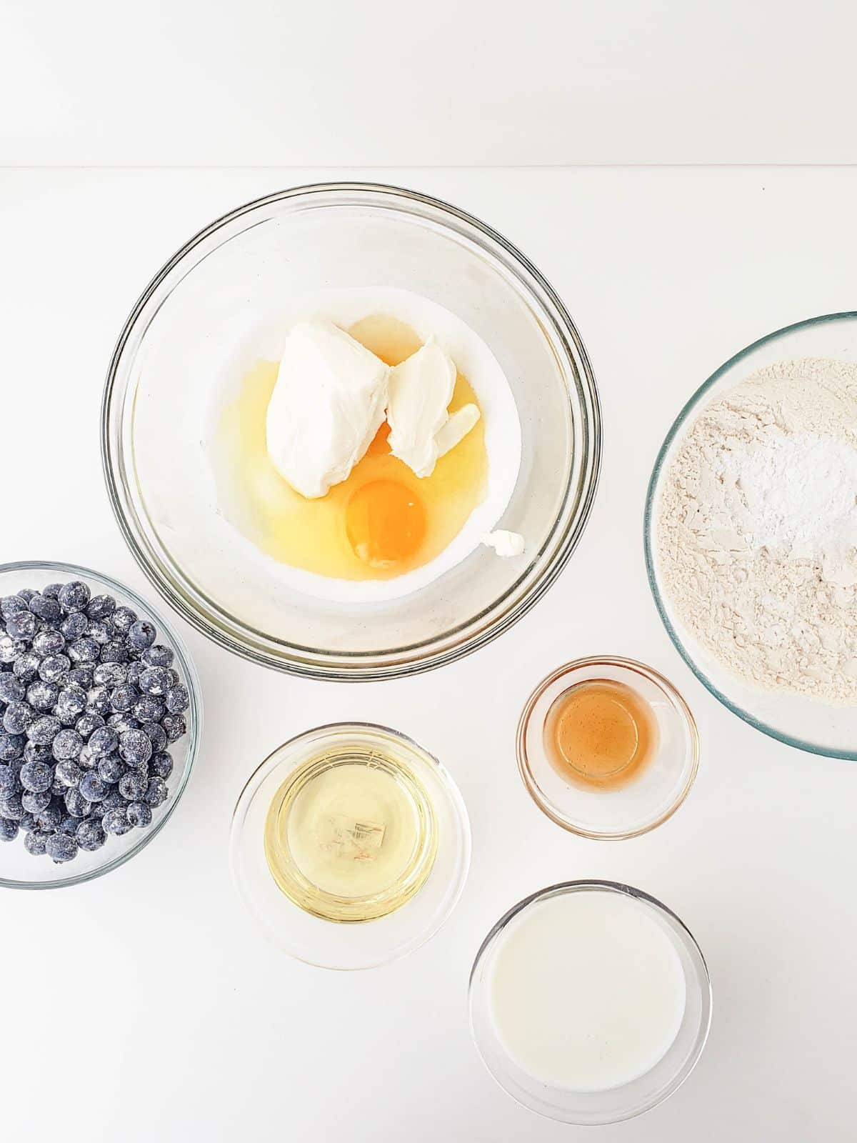 Ingredients for blueberry muffins.