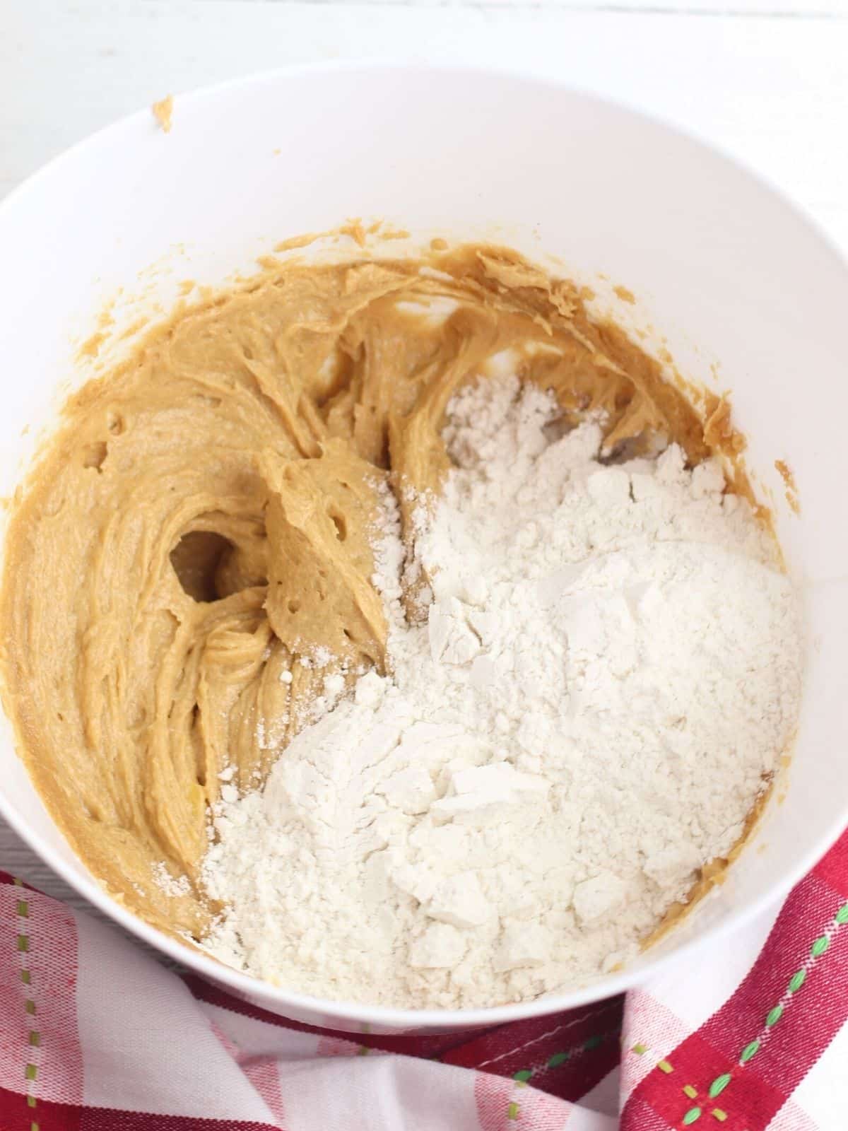 dry ingredients combined with wet ingredients.