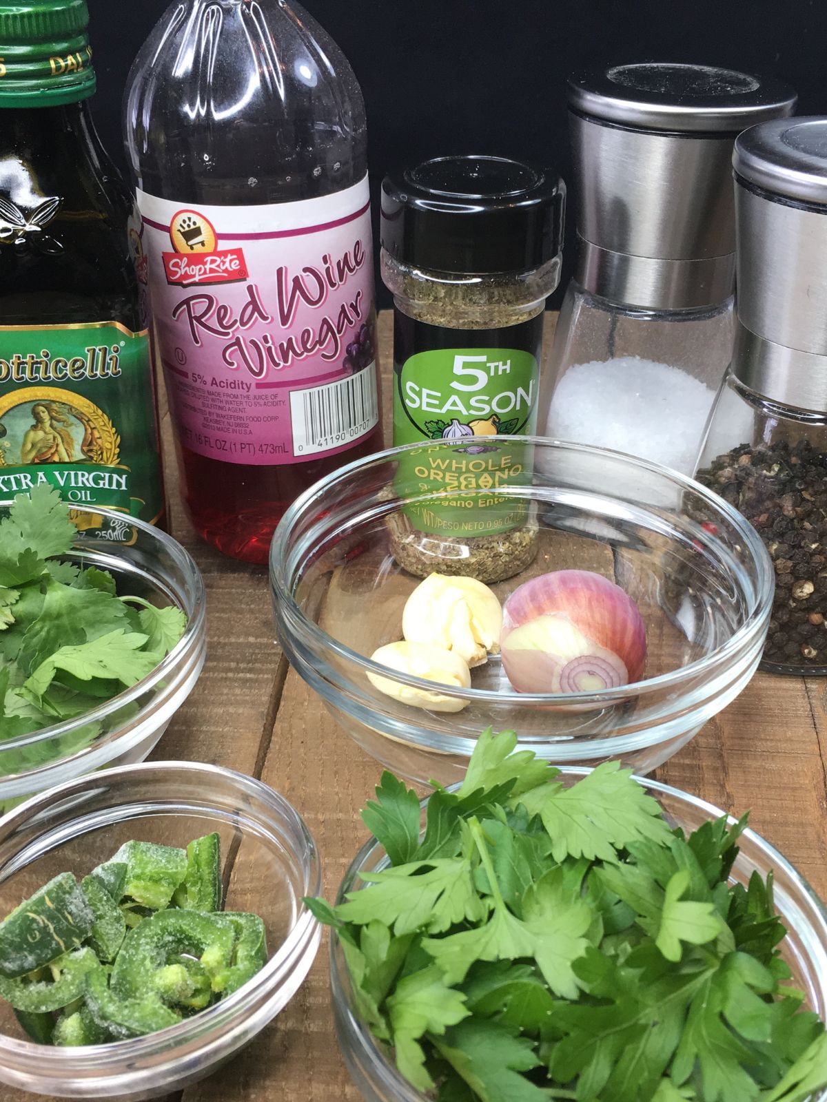 Ingredients for Chimichurri sauce.