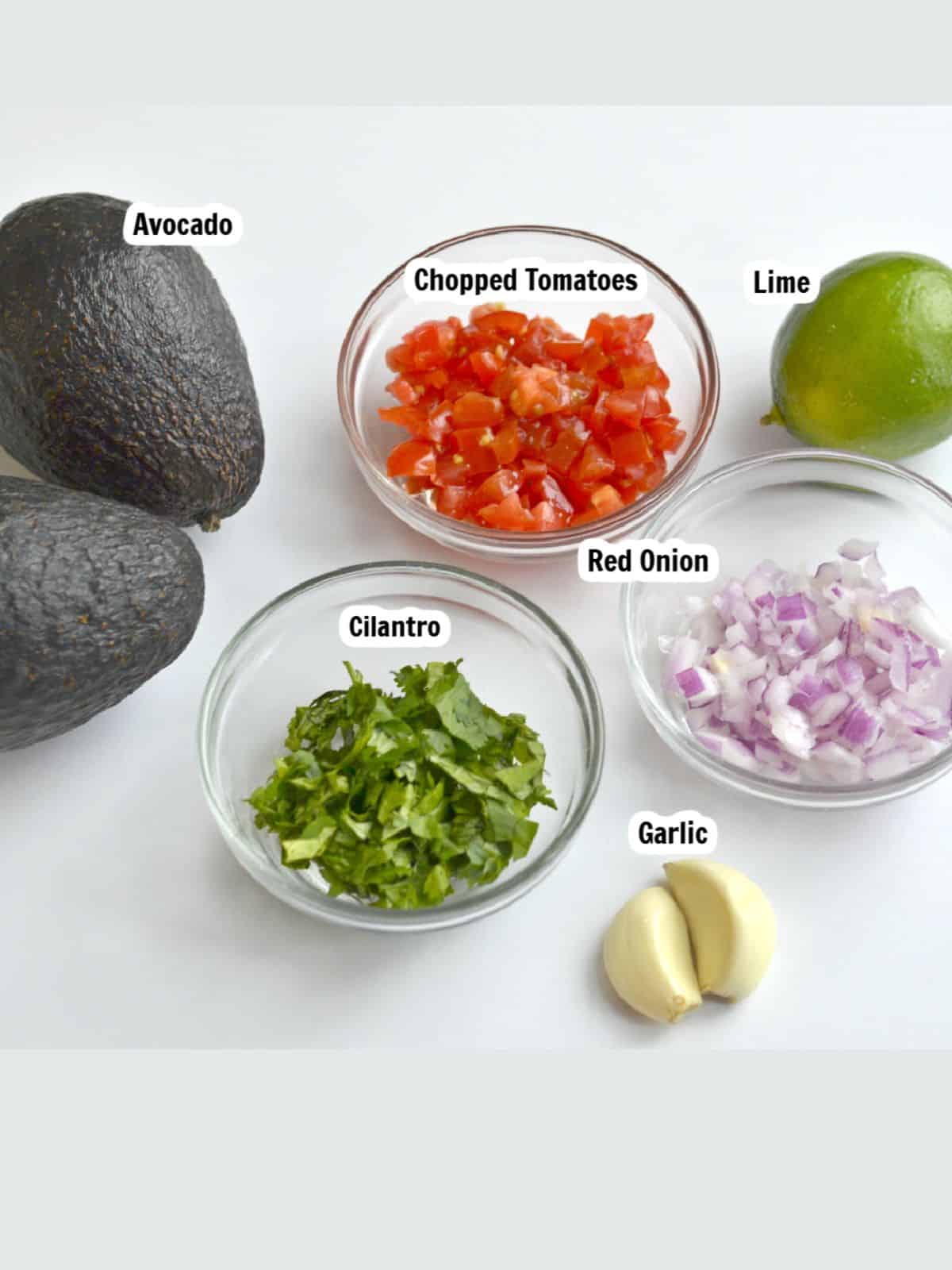 Homemade Guacamole Ingredients.