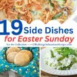 Vegetable casserole, scalloped potates, roasted vegetables, biscuits and a rice dish for Easter Sunday Dinner.