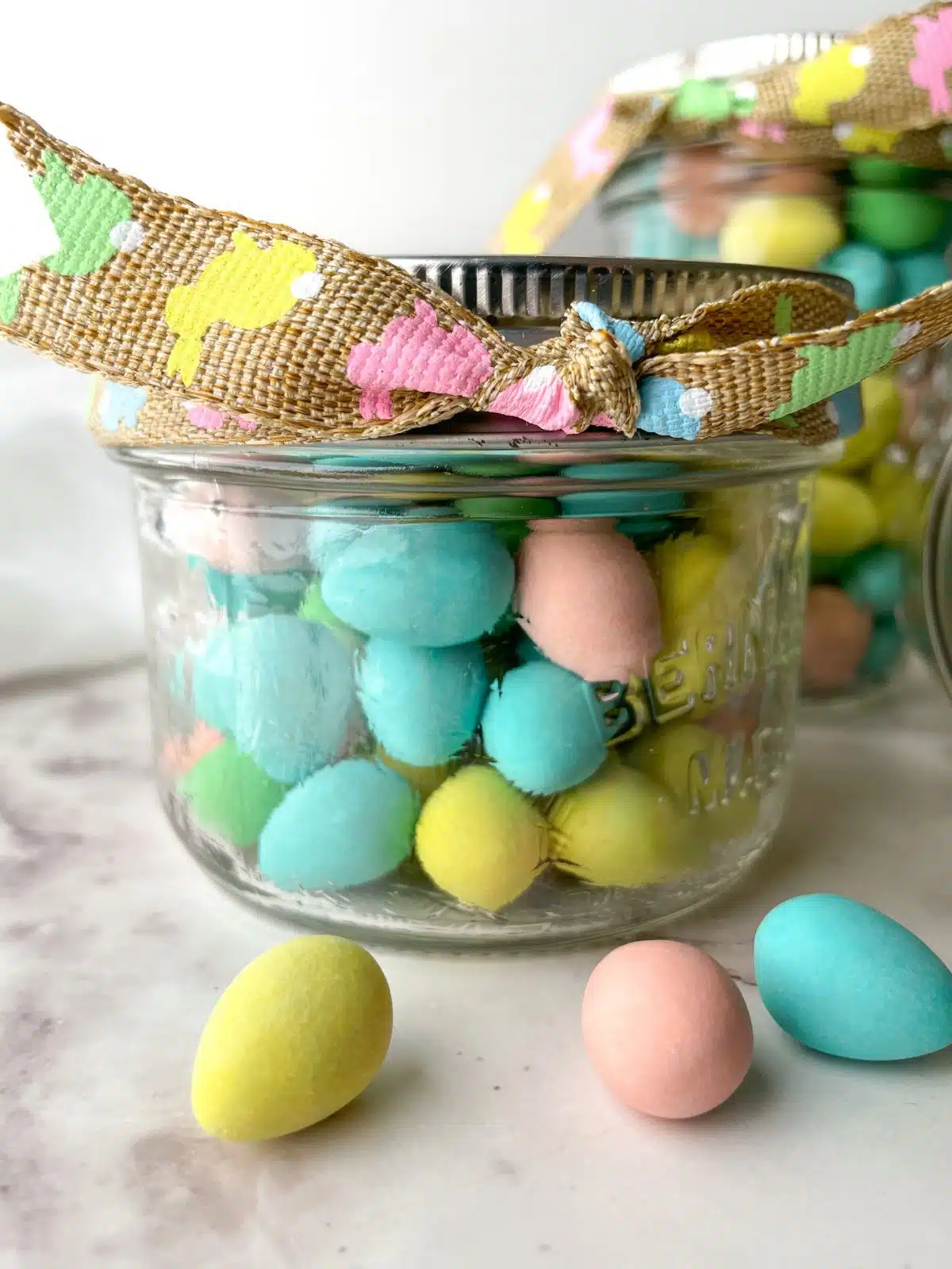 Easter candy in mason jar.