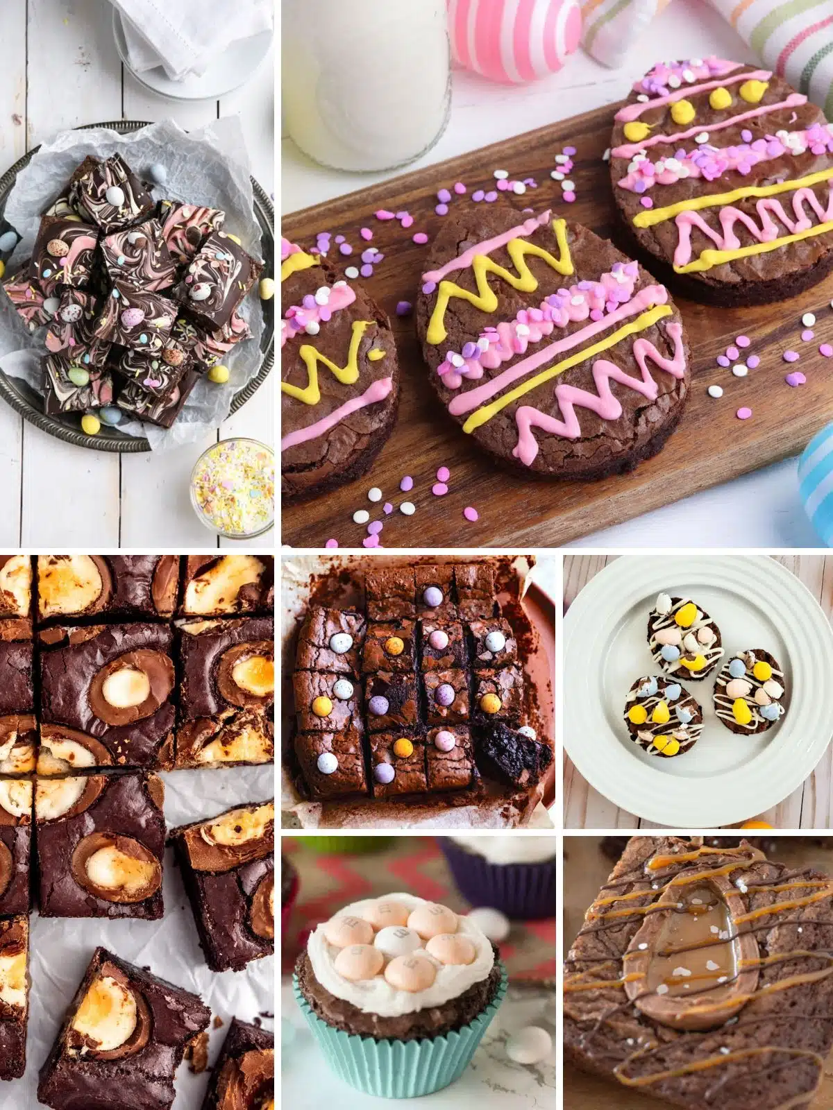 Easy brownie recipes decorated for Easter.