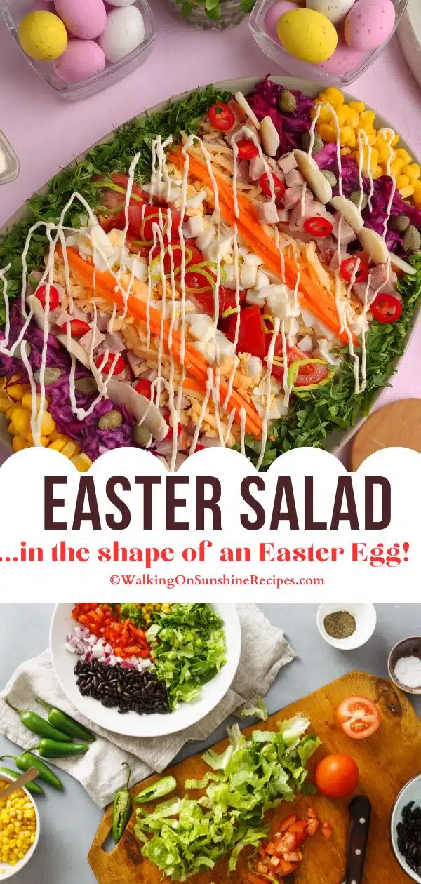 Easter Salad in the shape of an egg.