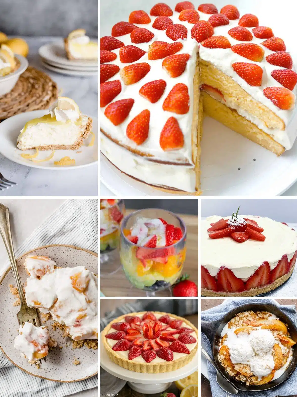 A collection of fruit desserts.