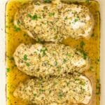 Garlic chicken made with boneless skinless chicken breasts.