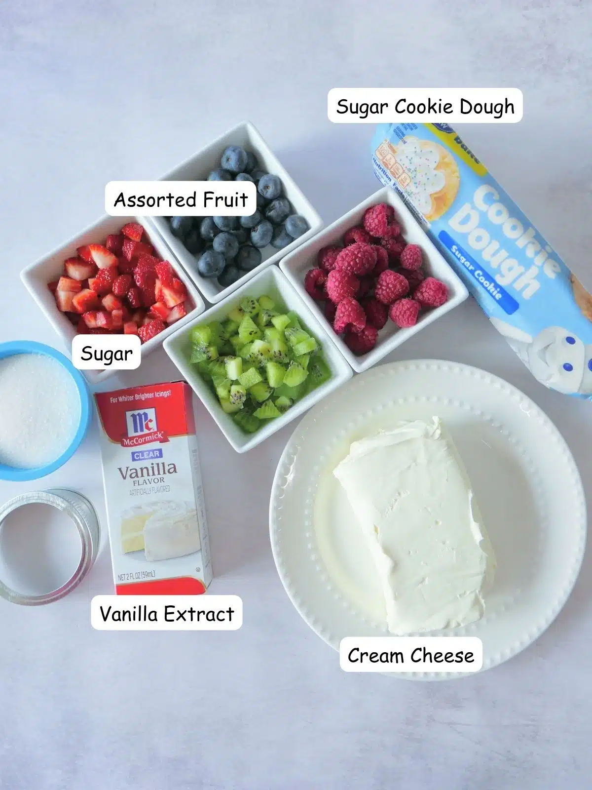ingredients for mini cookie pizza.