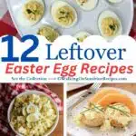 Leftover Easter egg recipes, deviled eggs, crab puffs, macaroni salad and potato salad.