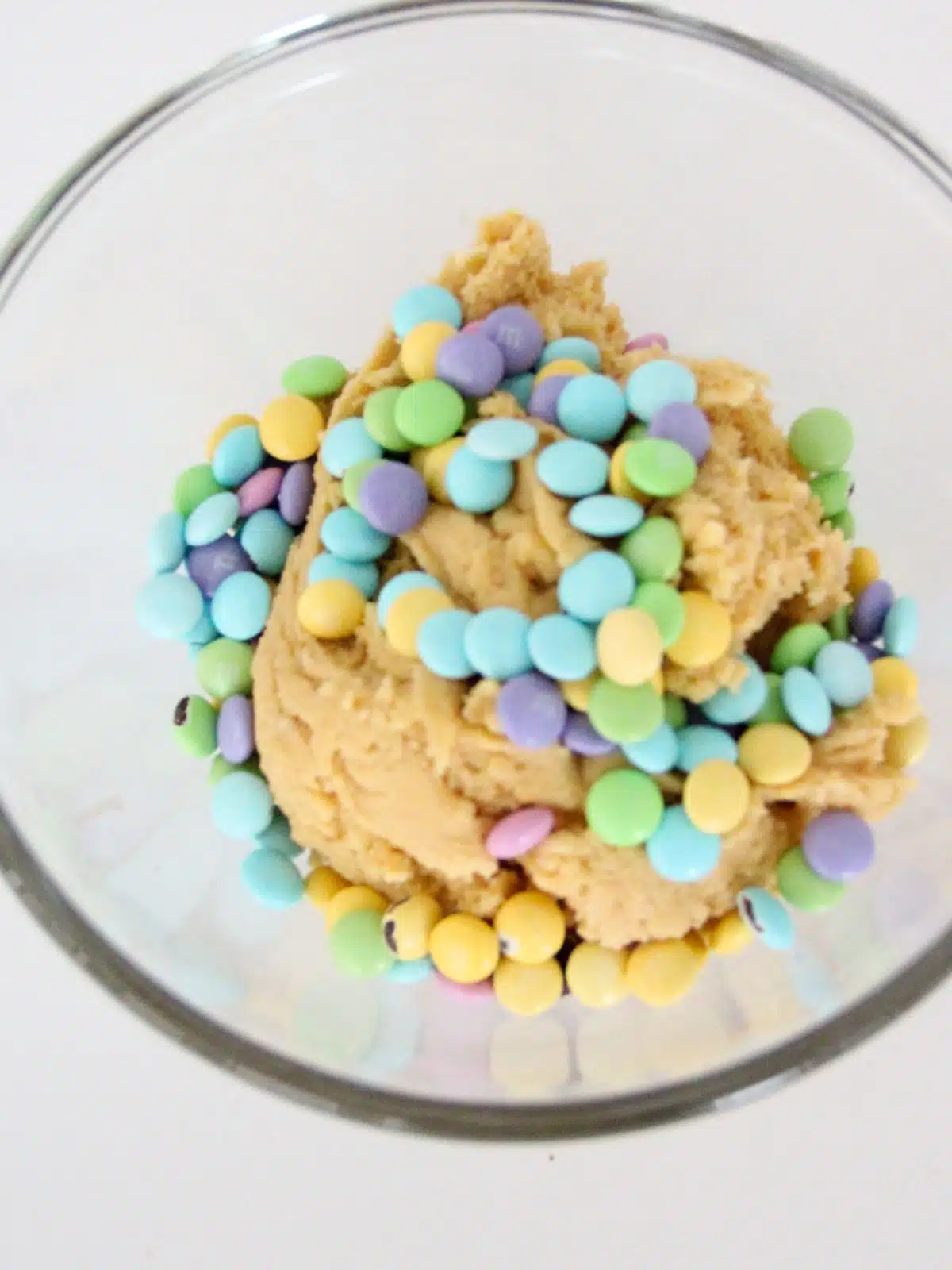 add pastel colored M&M candies to cookie batter.