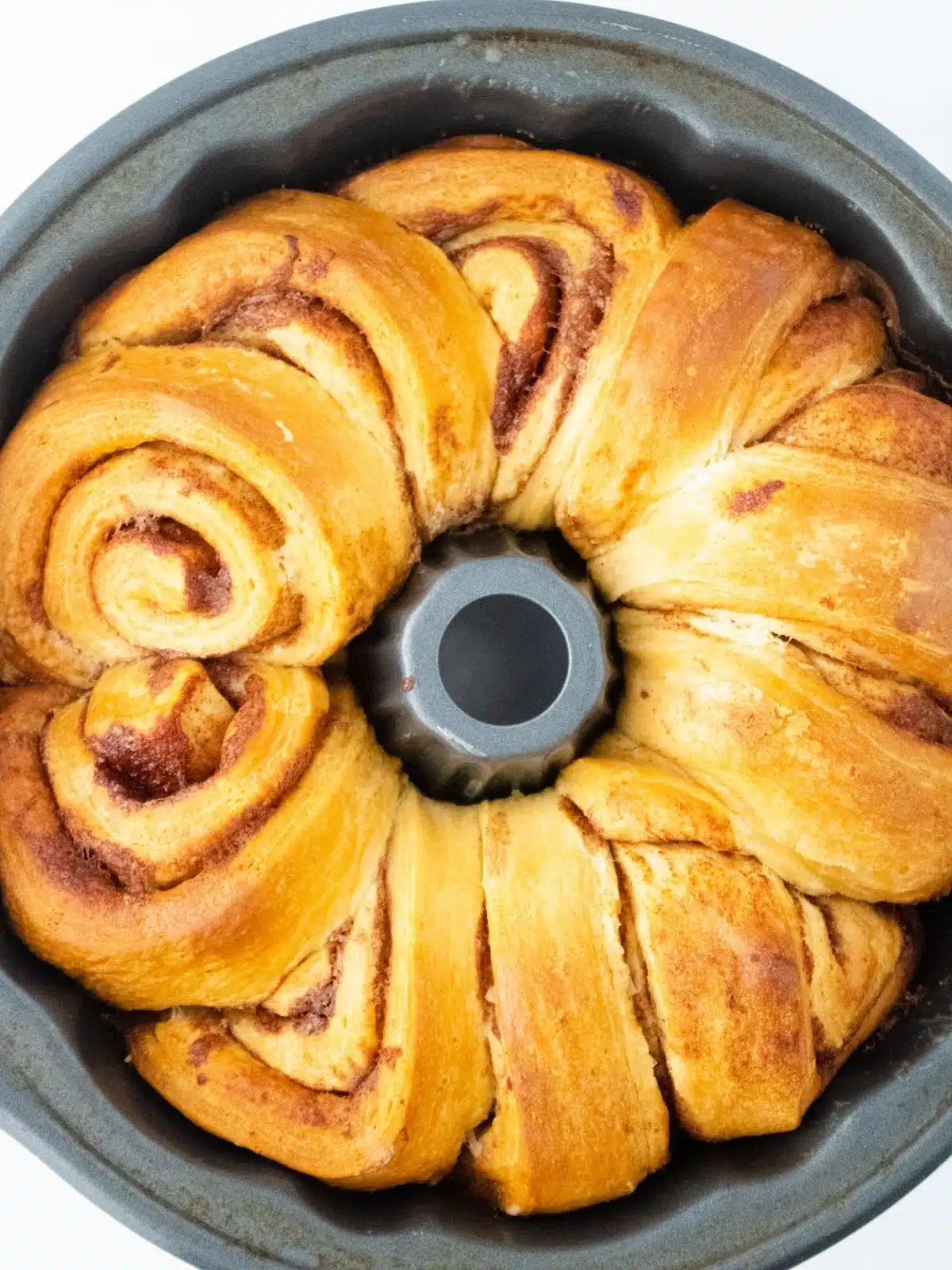 Sticky buns baked in a bundt pan