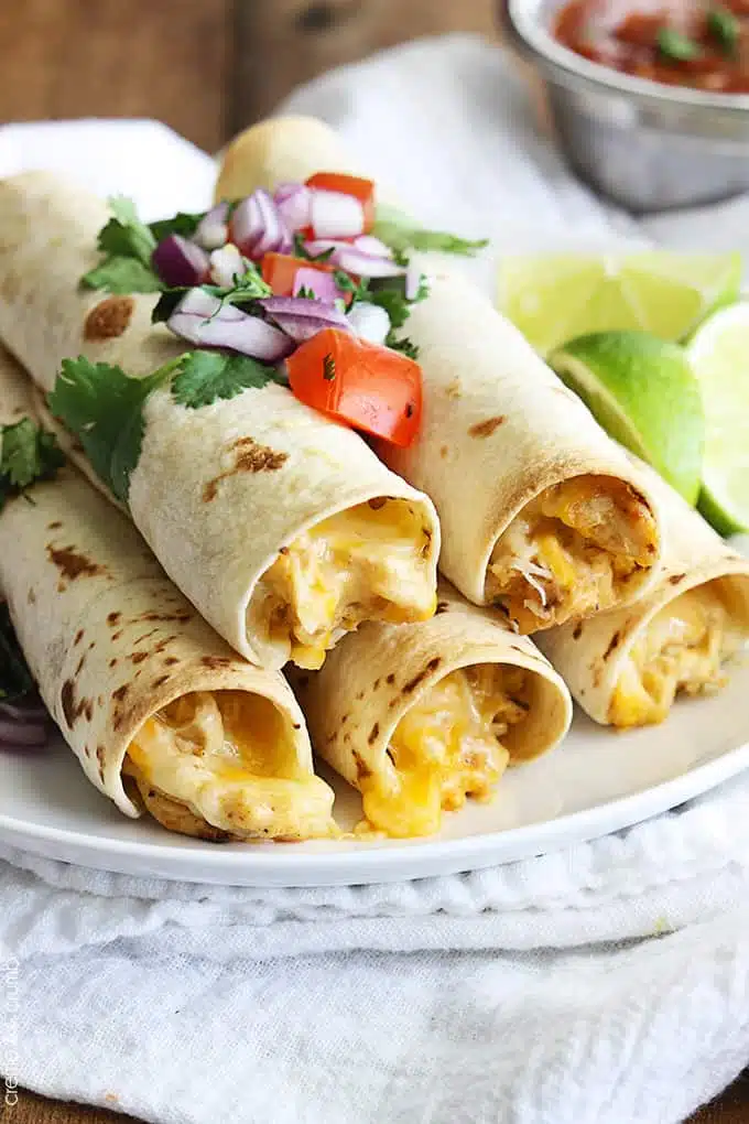 chicken taquitos on plate.