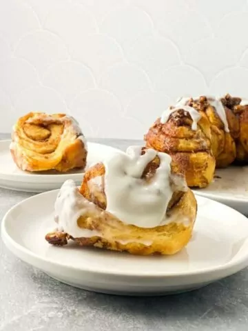 Sticky Buns served on white plates