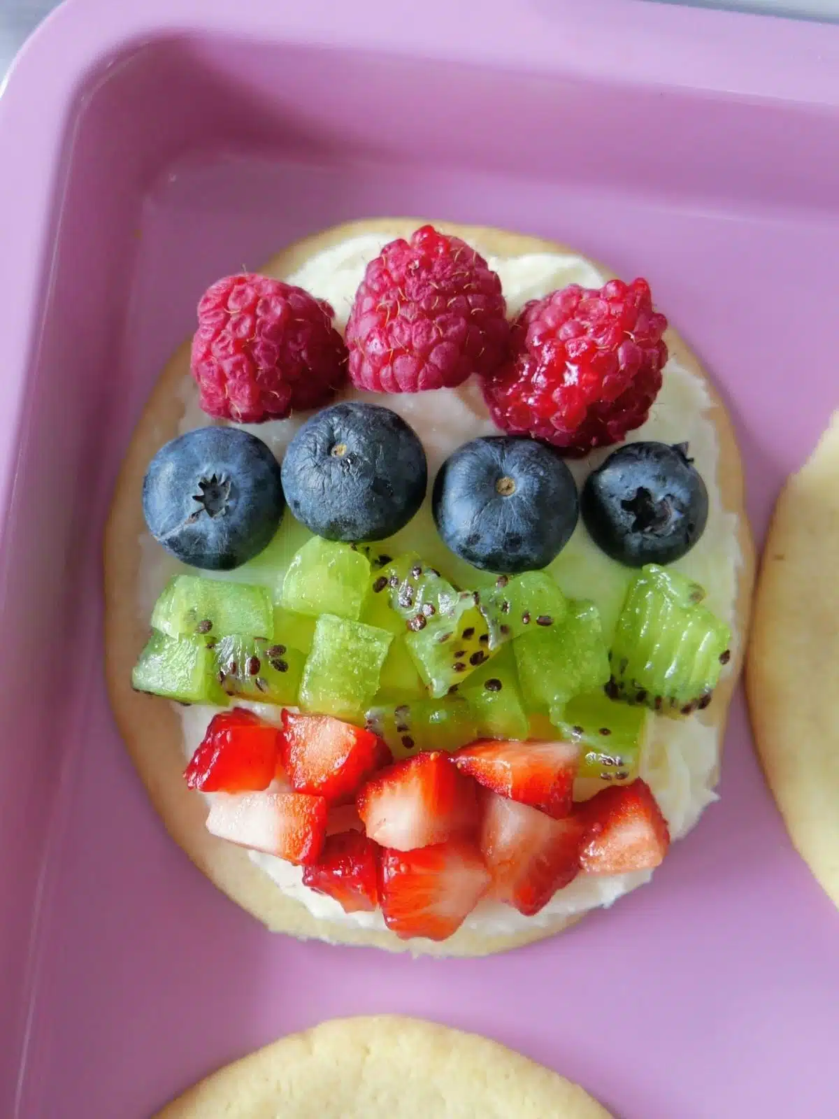 decorated egg shaped fruit pizzza.