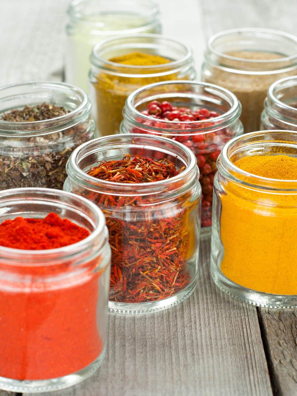jars filled with spices.