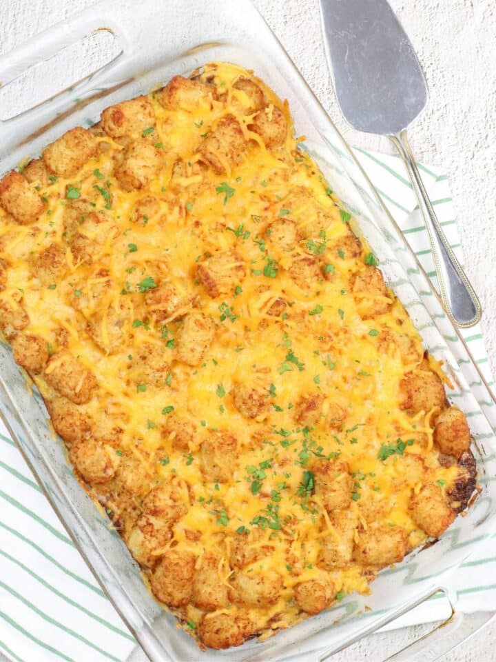 Breakfast Casserole with Tater Tots - Walking On Sunshine Recipes