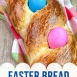 italian easter bread with hard boiled eggs.