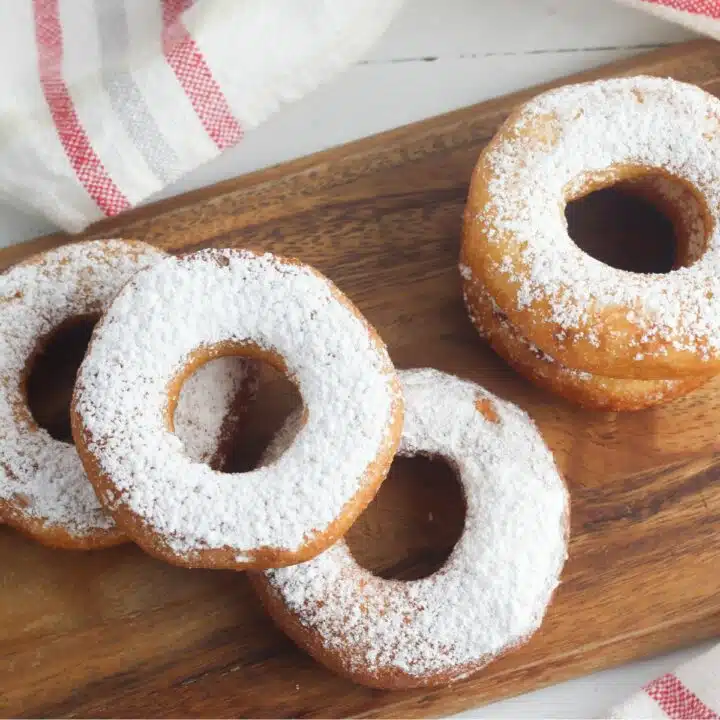 donuts with powdered sugar.