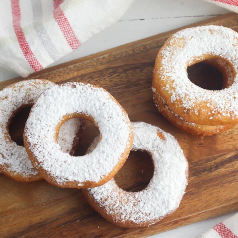 donuts with powdered sugar.