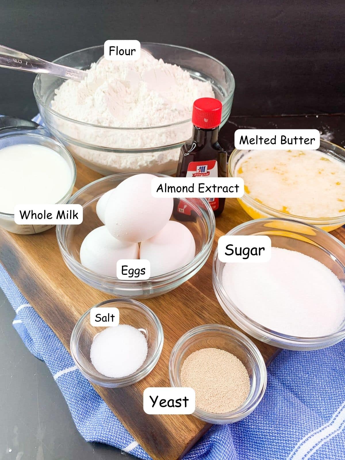 Ingredients for Easter bread dough.