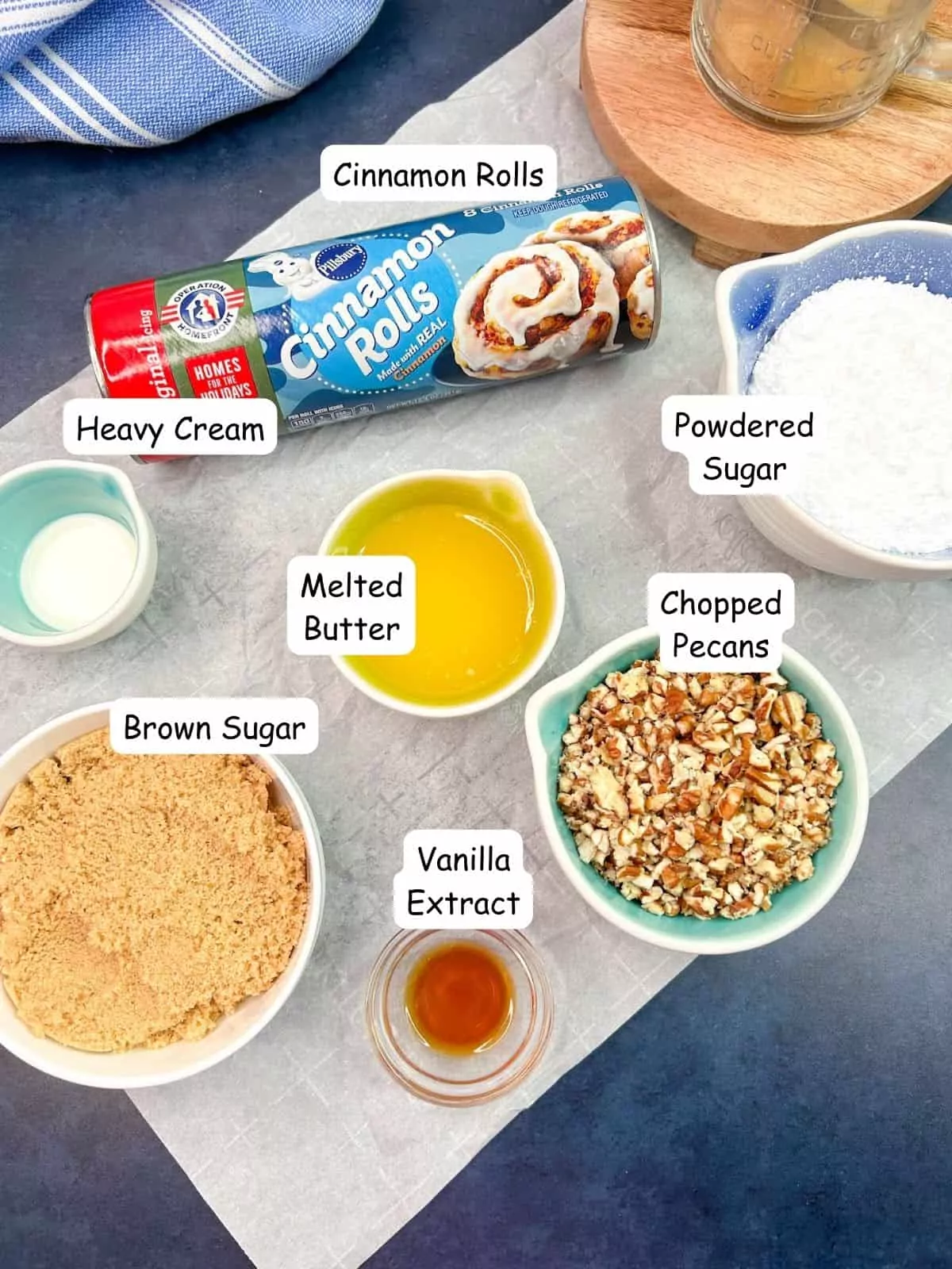 Ingredients for Pecan Rolls from Canned Cinnamon Rolls.