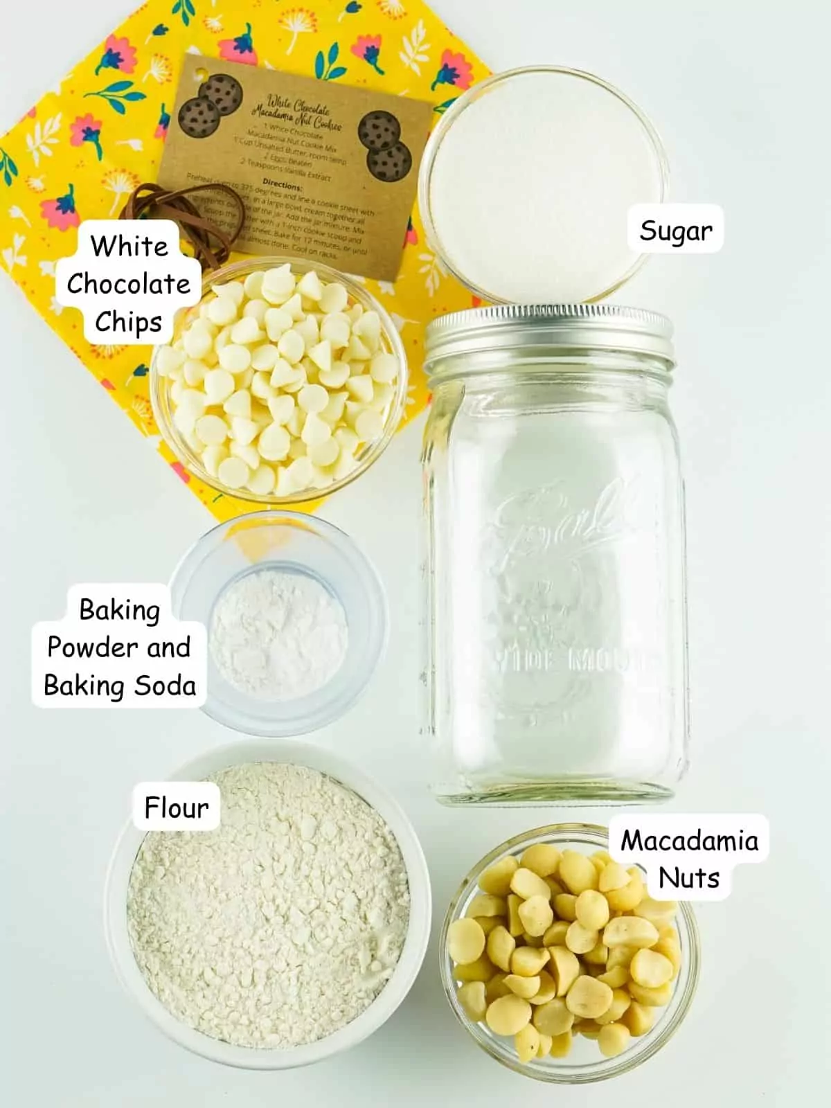 Ingredients for Mother's Day Mason Jar Cookies.