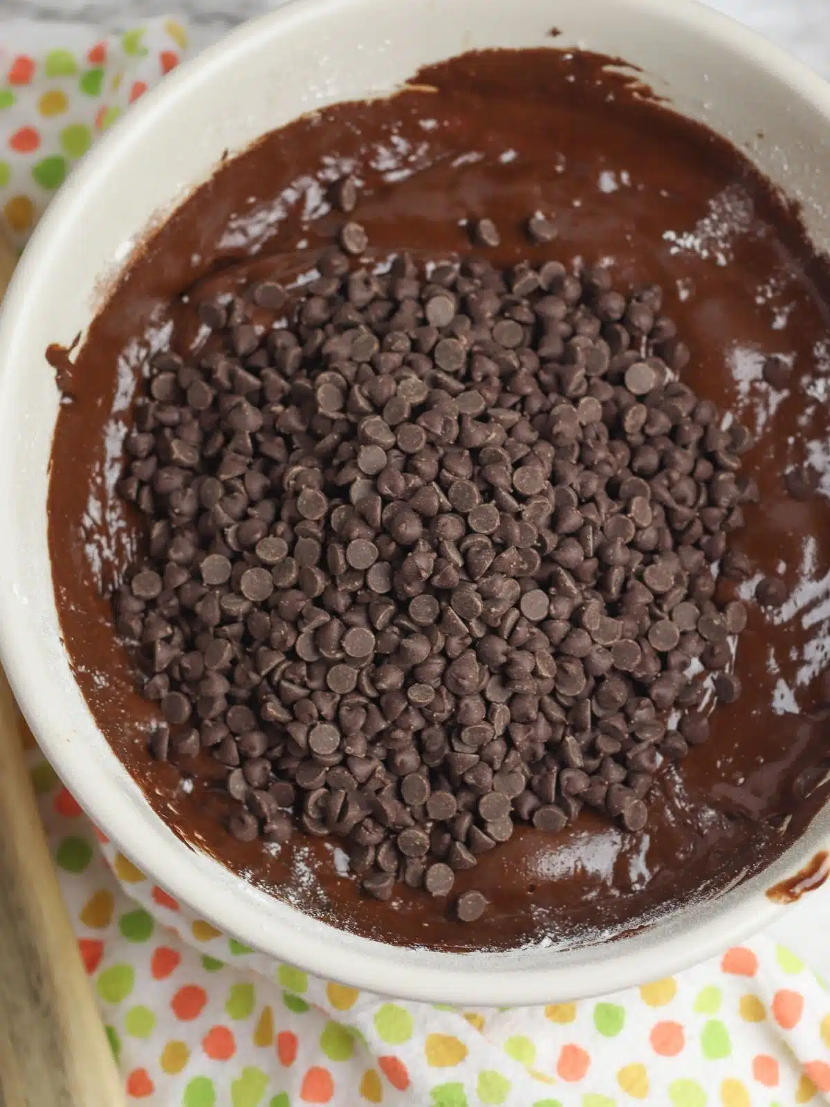 add mini chocolate chips to bowl.
