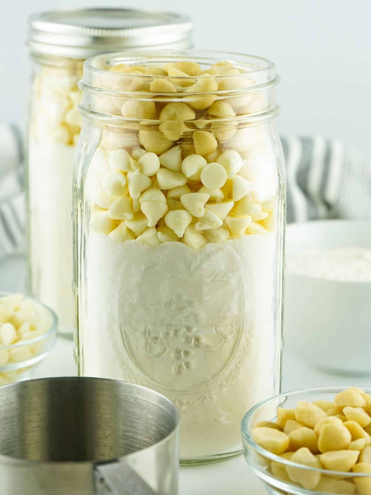 top with macadamia nuts to mason jar.