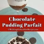 Pudding in glass with Oreo cookies Pinterest photo.