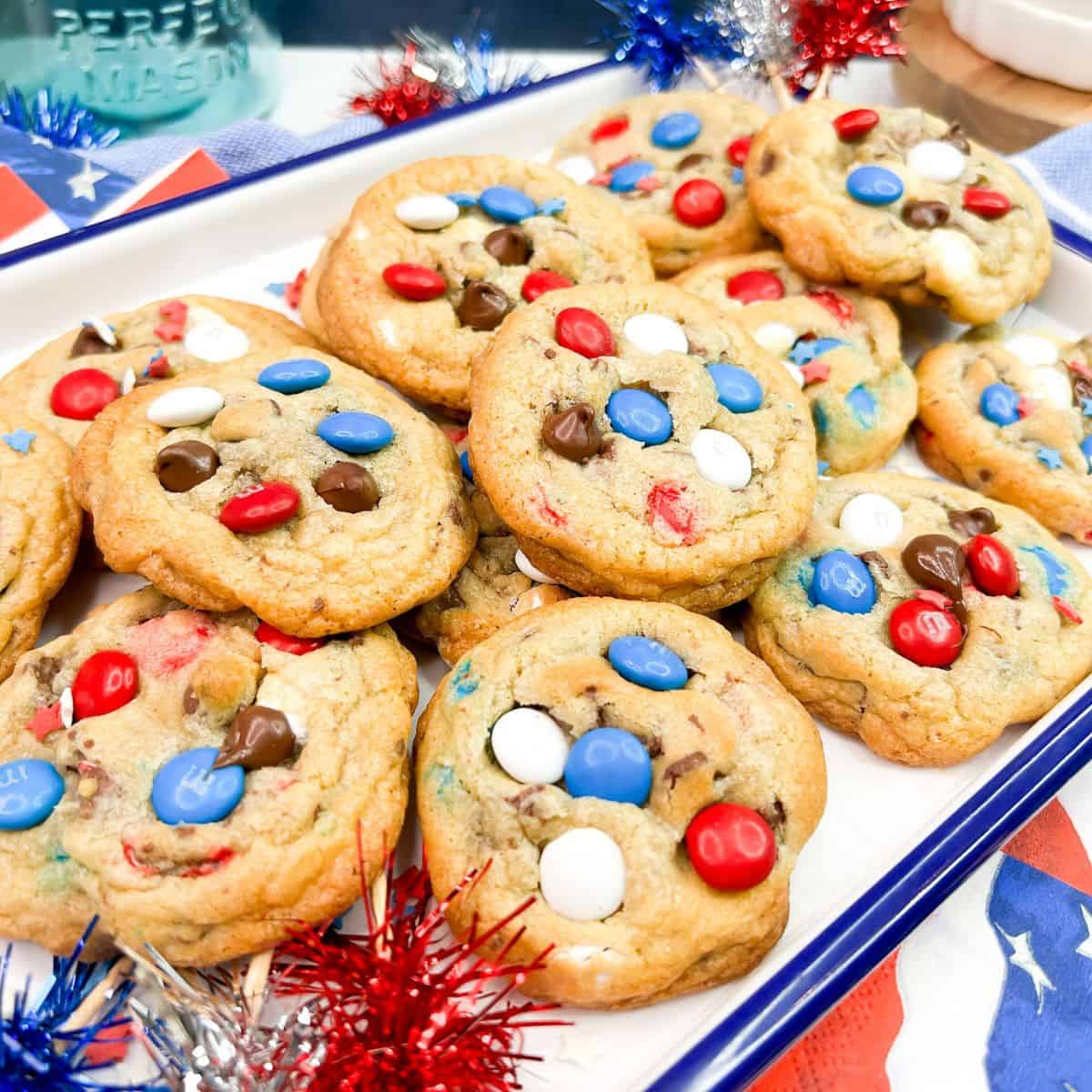 Patriotic Red, White and Blue M&M's & Chocolate Chip Cookies Recipe