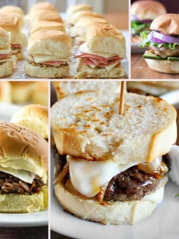 4 recipes included in our weekly meal plan that are all slider sandwiches.