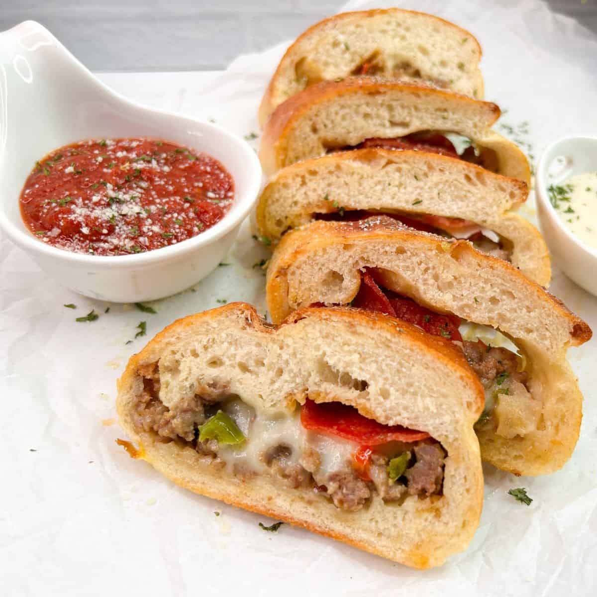 Sausage and Pepperoni Stromboli Roll 