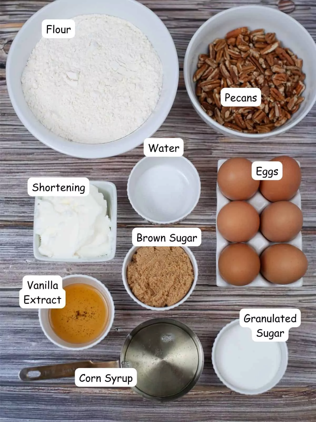 Ingredients for pecan pie.