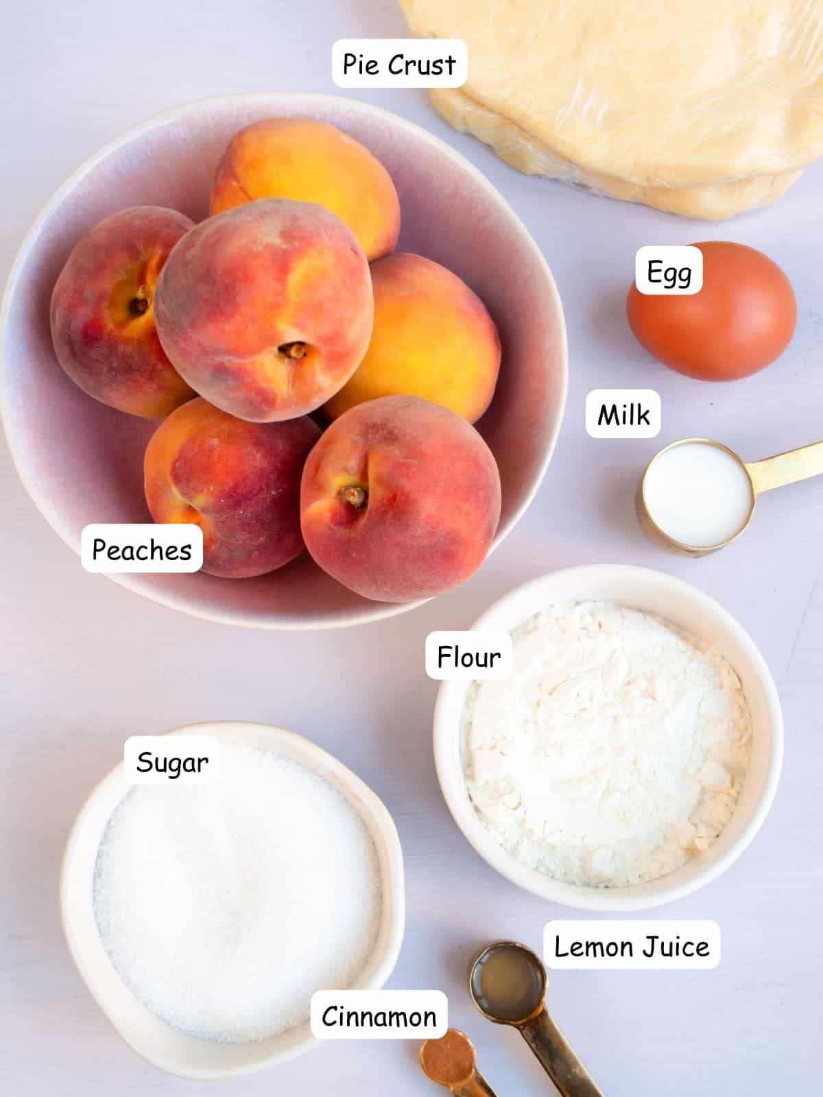 Ingredients for homemade peach pie.