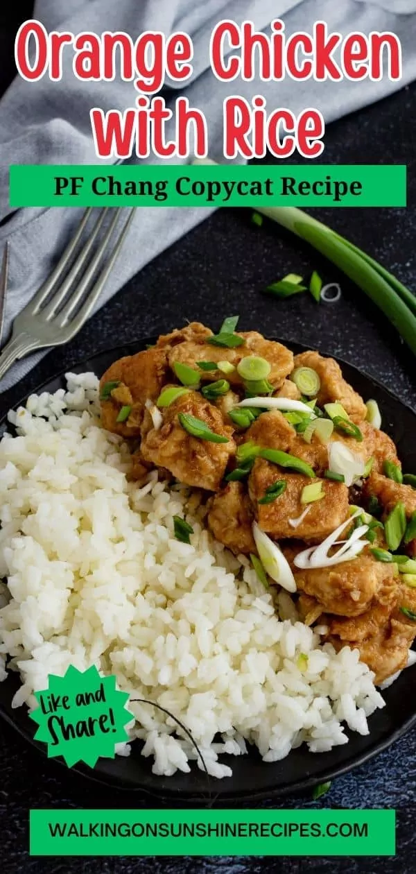 Chicken, rice on plate Pinterest photo.