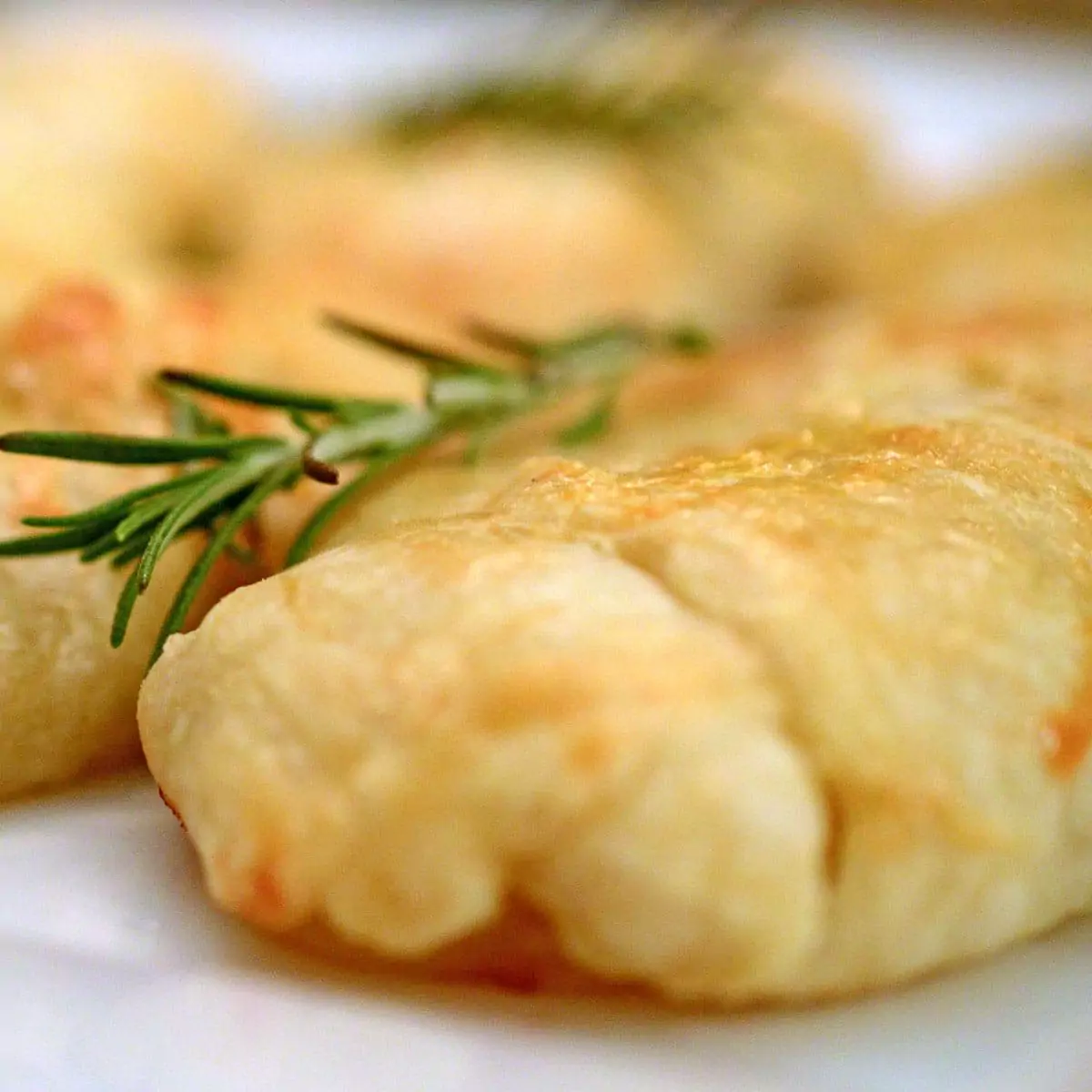 Puff pastry wrapped around salmon.