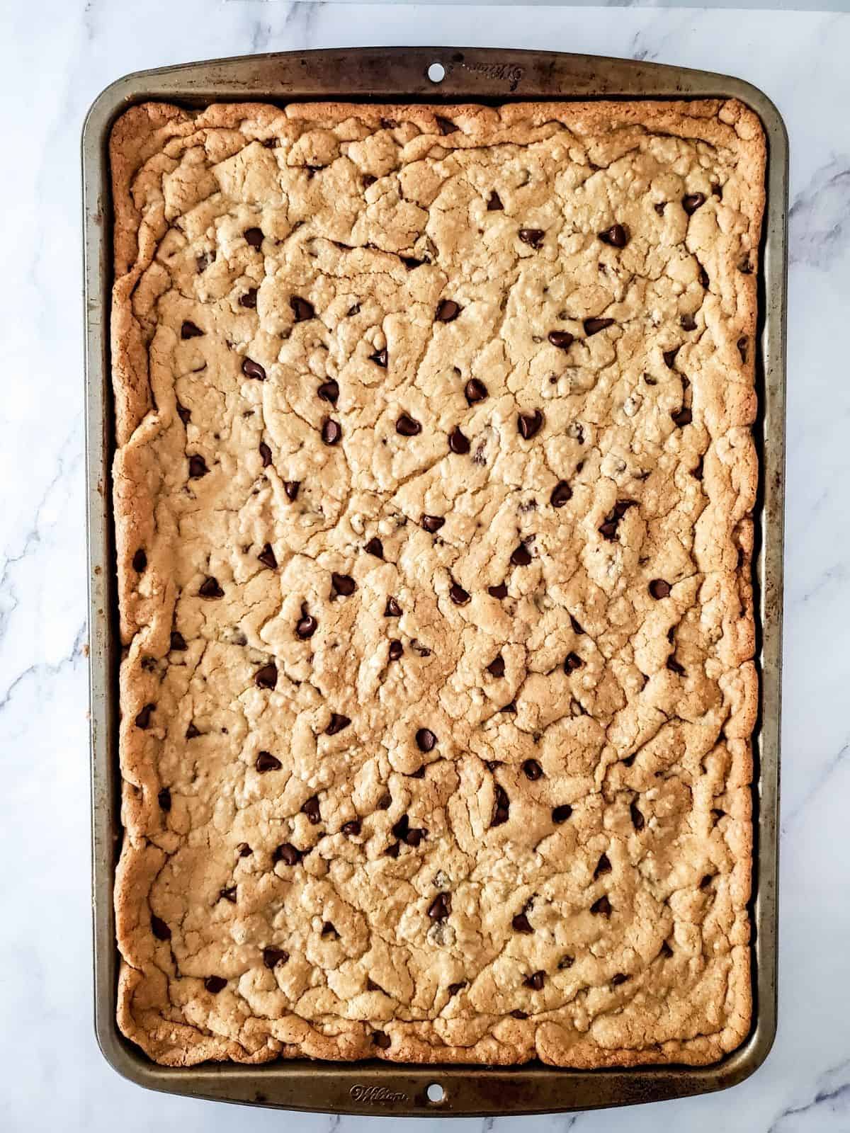baked cookies in sheet pan.