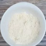 flour in white mixing bowl.