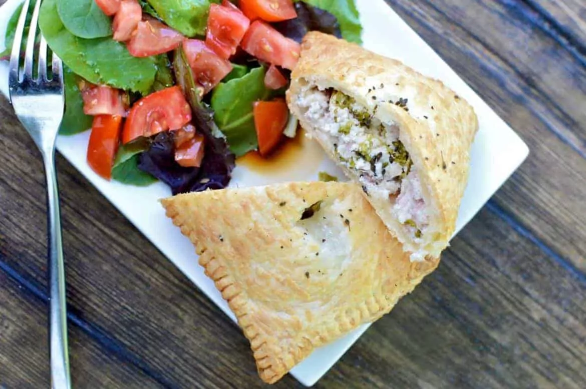 ham and ricotta cheese puff pastry pockets.
