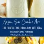 Mason jar cookie mix gift with free printable gift tag.