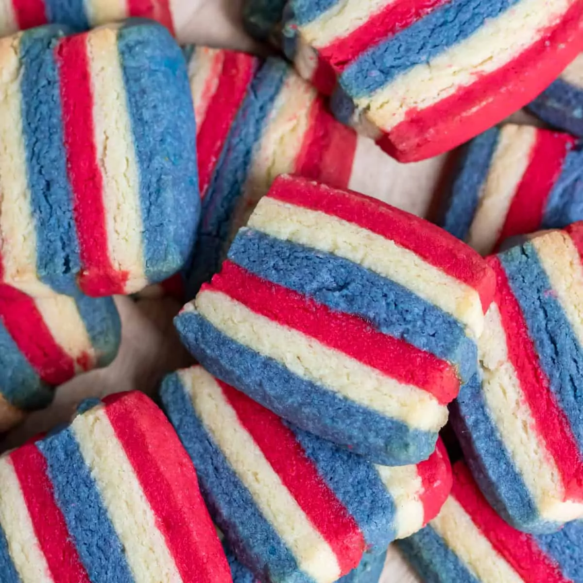red, white and blue striped cookies.