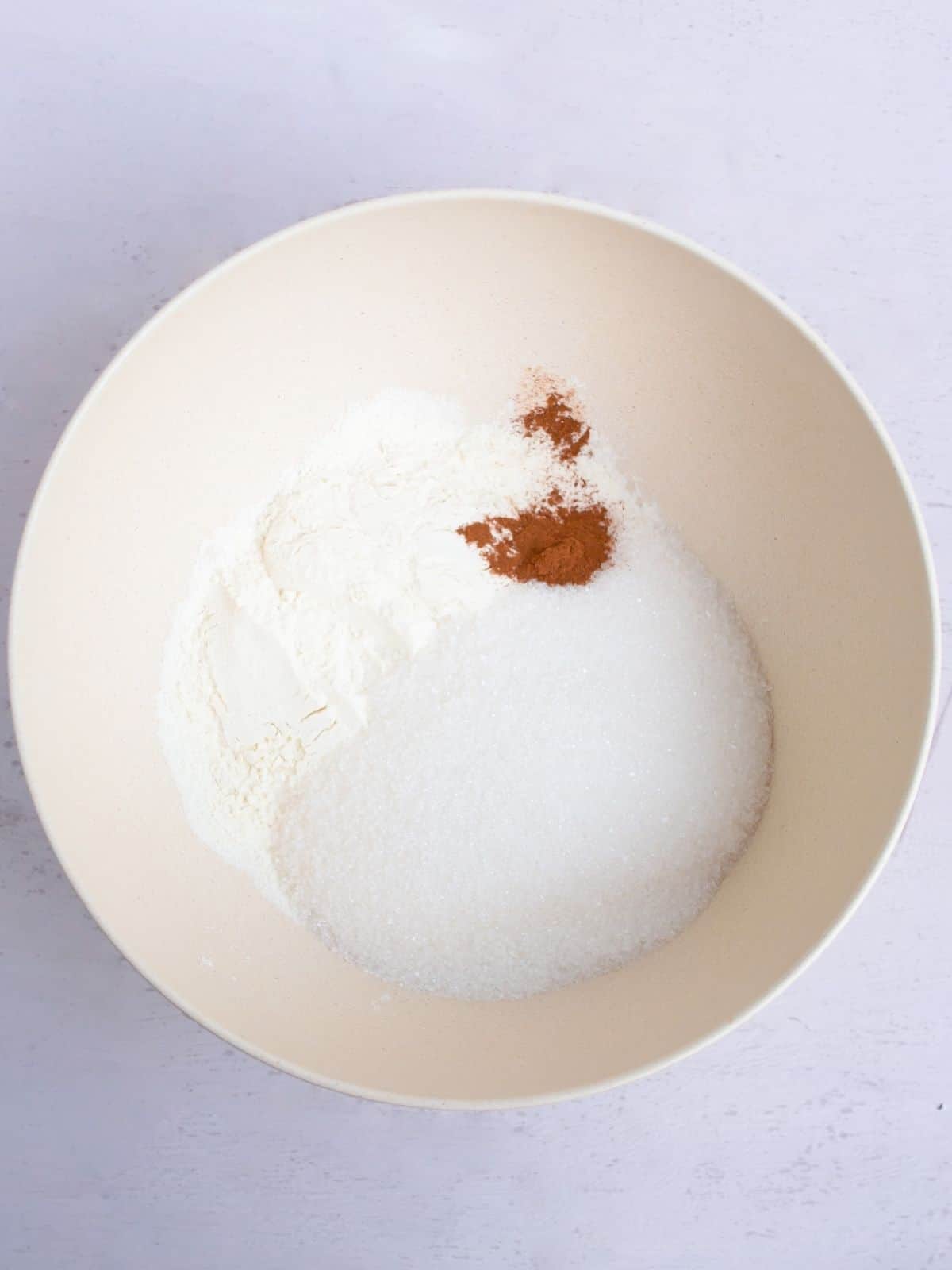combine sugar, cinnamon and flour in small bowl.
