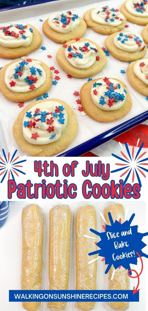 Pinterest photo of patriotic slice and bake cookies.