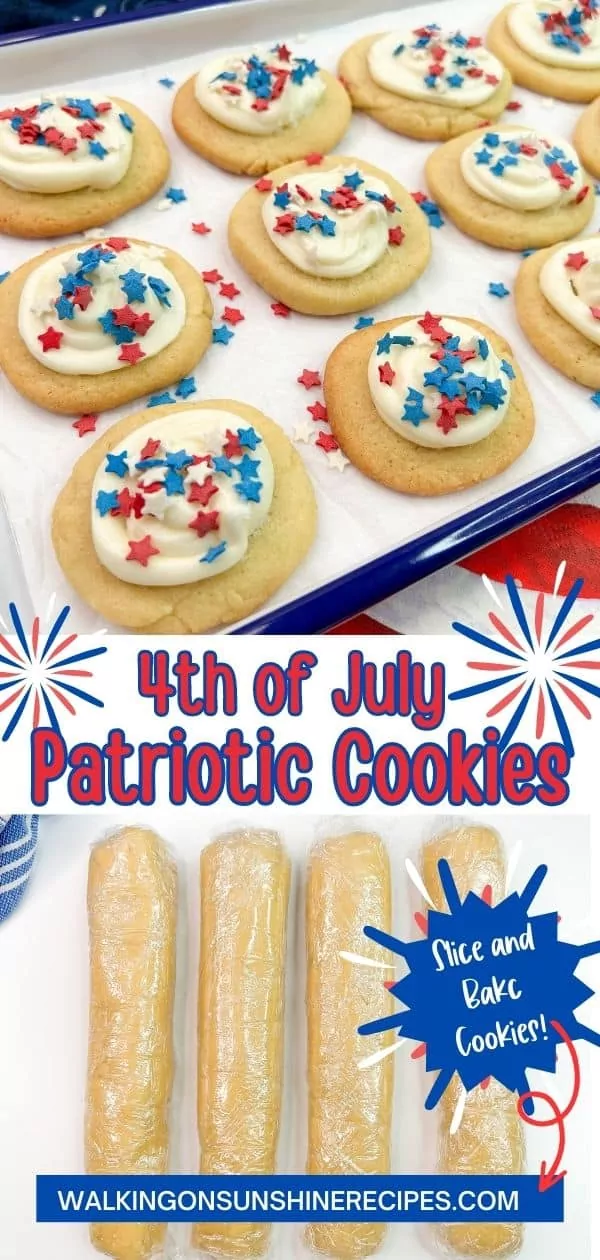 Pinterest photo of patriotic slice and bake cookies.
