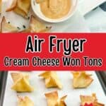 Pinterest photo for air fryer cream cheese won tons.