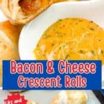 Pinterest photo crescent rolls baked and stuffed with bacon and cheese.