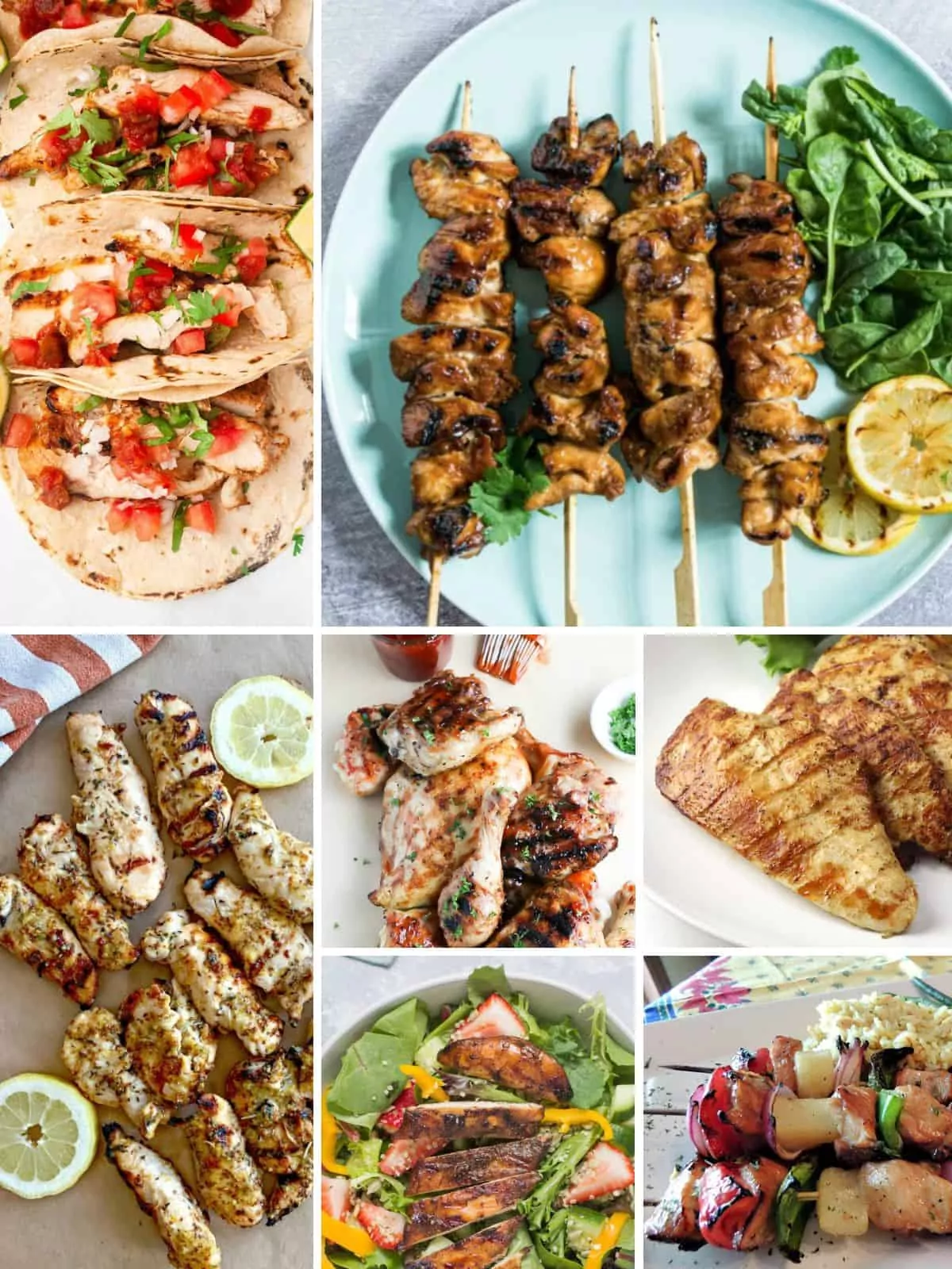 7 grilled chicken recipes for weekly meal plan.