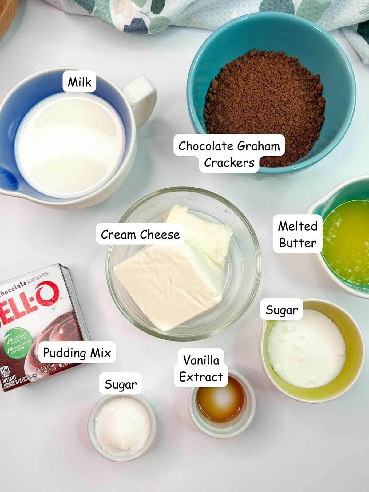 Ingredients for pudding pie.