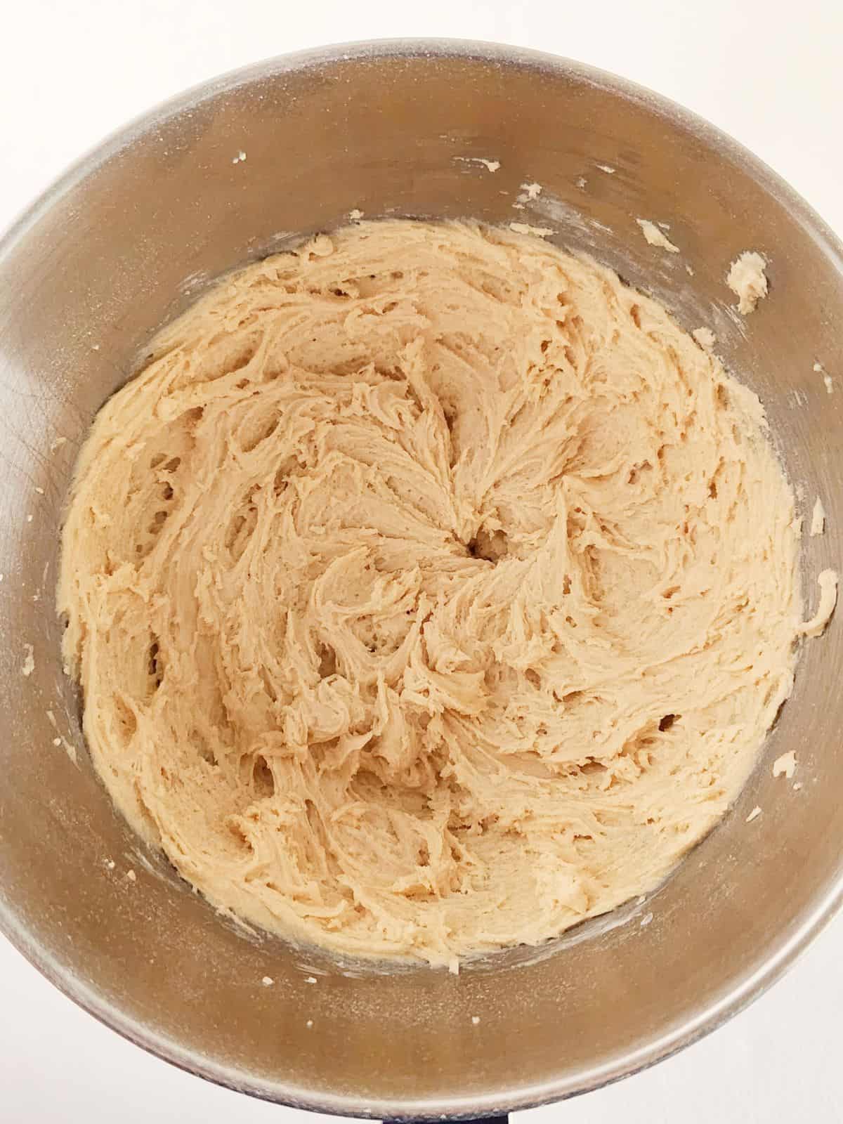 cupcake batter in mixing bowl.