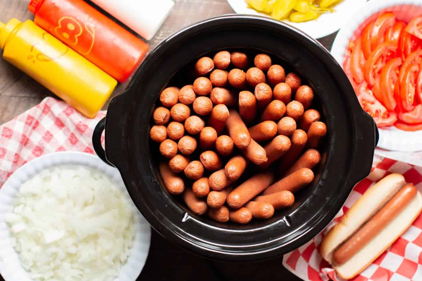slow cooker hot dogs