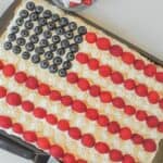 Pinterest photo Homemade cookie dough flag fruit pizza.